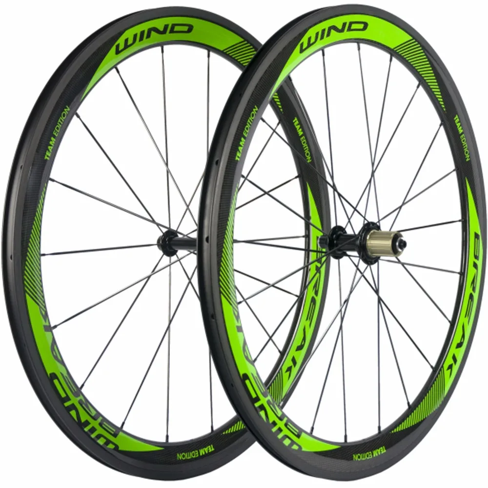 50mm High Wind Break Green logo Bike Carbon Wheels Clincher Road Wheelset 3k Glossy Bicycle Wheel Set R13 Hub
50mm High Wind Break Green logo Bike Carbon Wheels Clincher Road Wheelset 3k Glossy Bicycle Wheel Set R13 Hub
