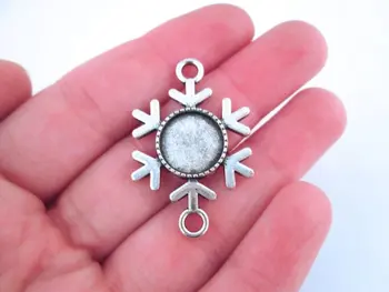 12mm Silver Plated Bezel Snowflake Connector Settings B238theof 
12mm Silver Plated Bezel Snowflake Connector Settings B238theof