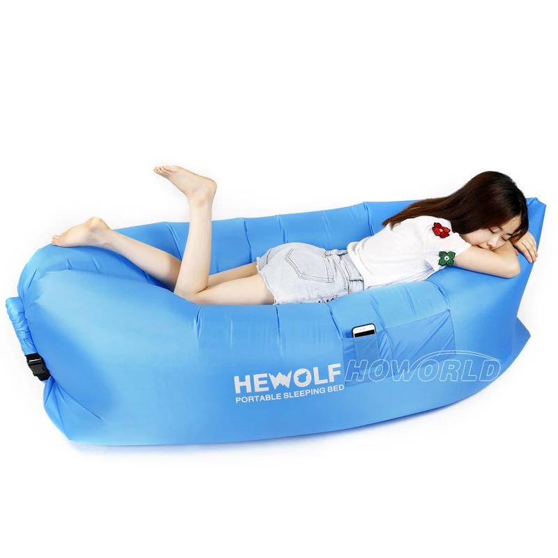 Image Portable Inflatable Sleeping Lazy Bag Waterproof Air Sofa Pocket Bed For Outdoor Beach Camping Lengthened Sleeping Lazy Bed