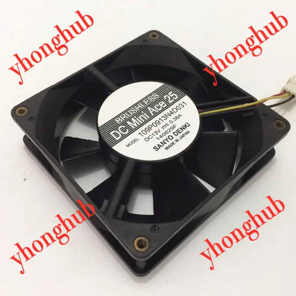Sanyo Denki 109P0913N4D031 DC 13V 0.38A 3-проводной Вентилятор охлаждения сервера 90x90x25 мм
Sanyo Denki 109P0913N4D031 DC 13V 0.38A 3-проводной Вентилятор охлаждения сервера 90x90x25 мм