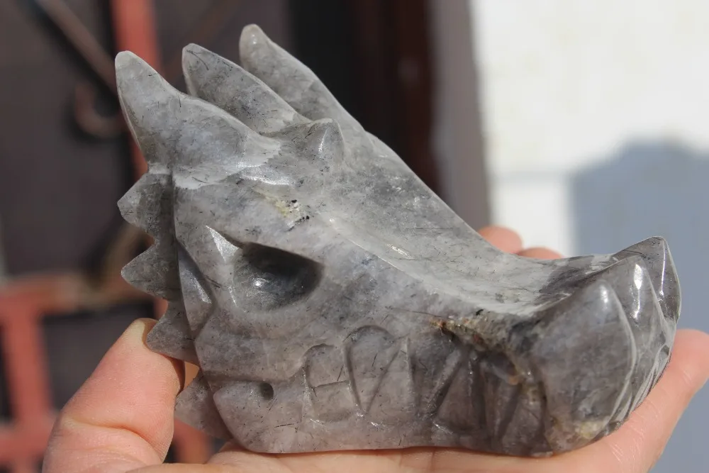 Natural Wood grain stone Dragon Skull/Head crystal healing carving
Natural Wood grain stone Dragon Skull/Head crystal healing carving