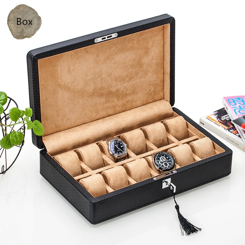 Top 12 Slots Leather Watch Boxes Fashion Black Carbon Fiber Watch Storage Box With Lock Watch And Display Watch Gift Case C079
Top 12 Slots Leather Watch Boxes Fashion Black Carbon Fiber Watch Storage Box With Lock Watch And Display Watch Gift Case C079
