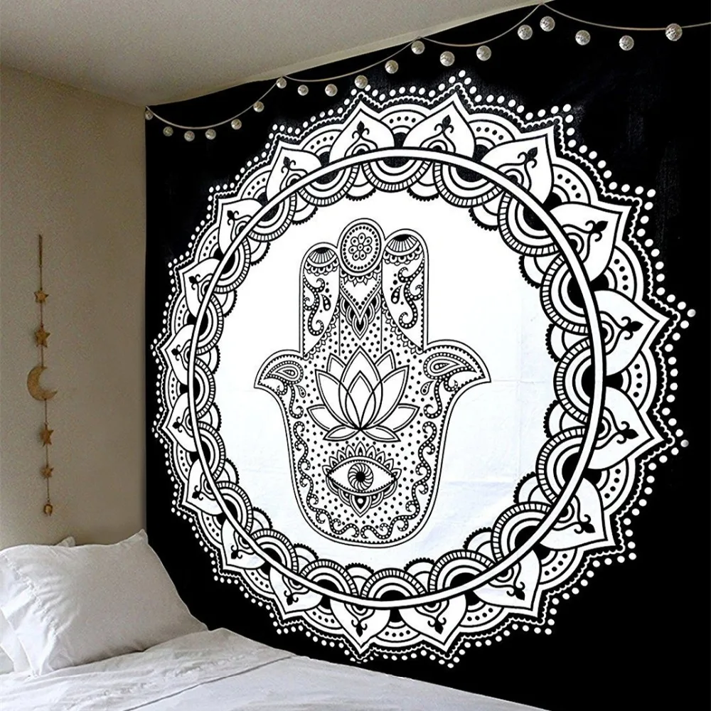 Cilected Indian Hamsa Hand Tapestry Wall Hanging Mandala Tapestries Black And White Hippie Tapestry Wall Art Background Cloth 
Cilected Indian Hamsa Hand Tapestry Wall Hanging Mandala Tapestries Black And White Hippie Tapestry Wall Art Background Cloth