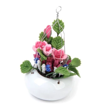 New 1:12 Dollhouse Home Decoration Miniature Clay Rose Flower with Ceramic Hanging Pot
New 1:12 Dollhouse Home Decoration Miniature Clay Rose Flower with Ceramic Hanging Pot