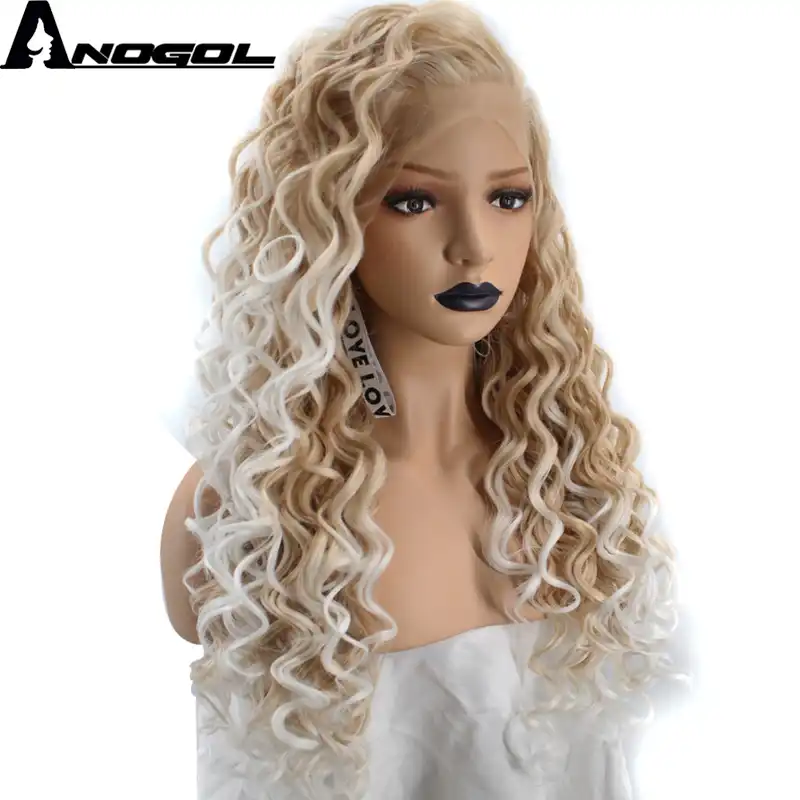 Anogol High Temperature Fiber Natural Long Kinky Curly Ombre