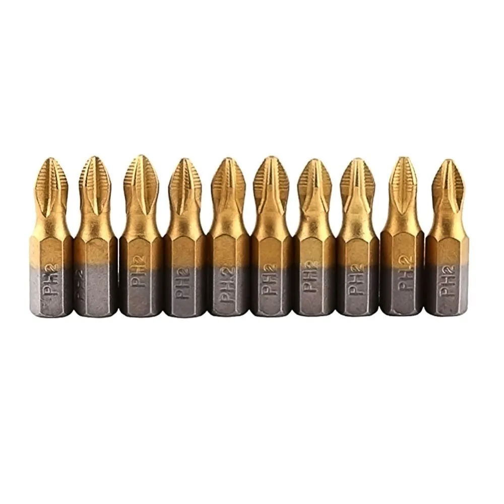 10pcs Titanium Coated PH2 Screwdriver Bits Anti Slip 1/4" Hex Shank Drill Bit 25mm For Repair Work Power Tools
10pcs Titanium Coated PH2 Screwdriver Bits Anti Slip 1/4" Hex Shank Drill Bit 25mm For Repair Work Power Tools