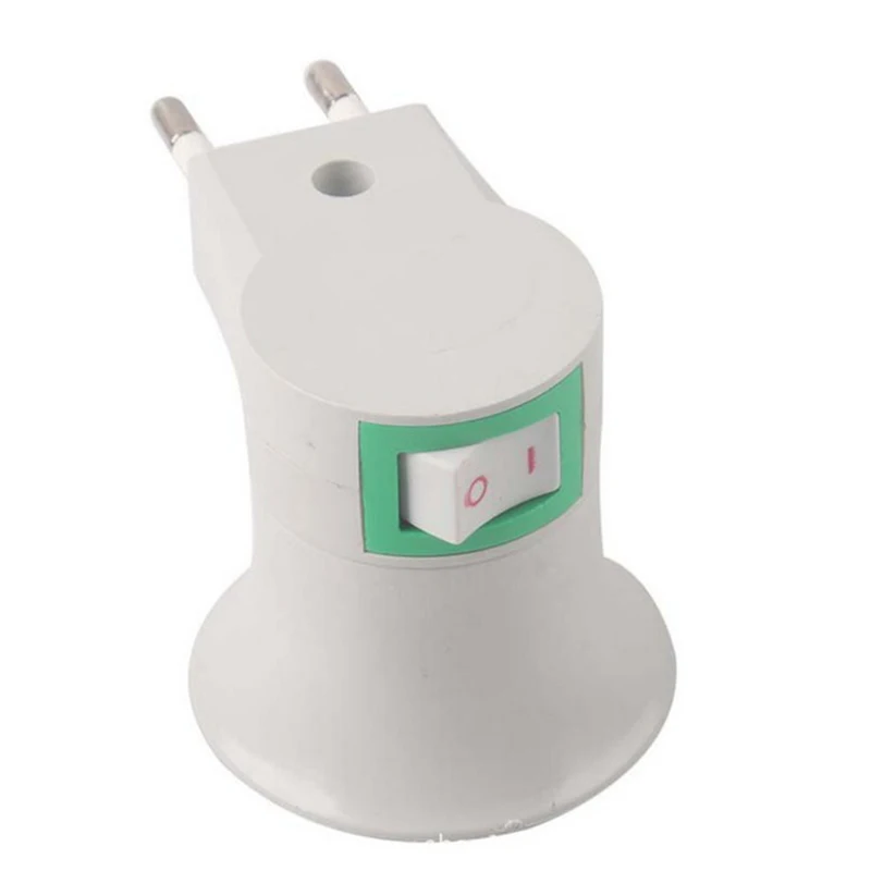 White 1pc E27 LED Light Lamp Bulbs Socket Base Holder EU Plug Adapter ON/OFF Switch