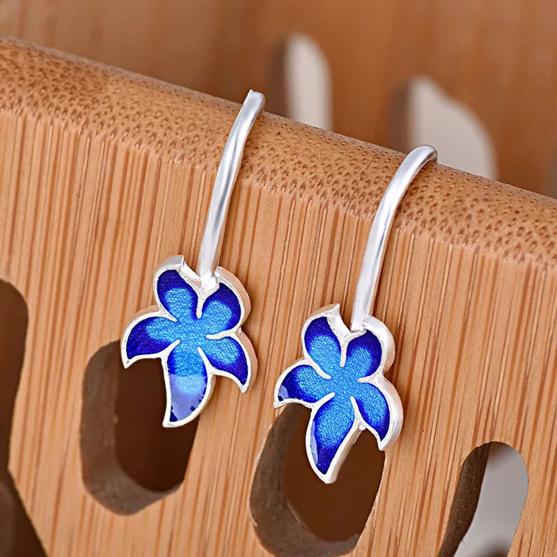 Silver 925 Modern Earrings Women Brand Cloisonne Enamel Jewelry Blue Color Flower Shape Drop Earrings For Nation Gift
Silver 925 Modern Earrings Women Brand Cloisonne Enamel Jewelry Blue Color Flower Shape Drop Earrings For Nation Gift