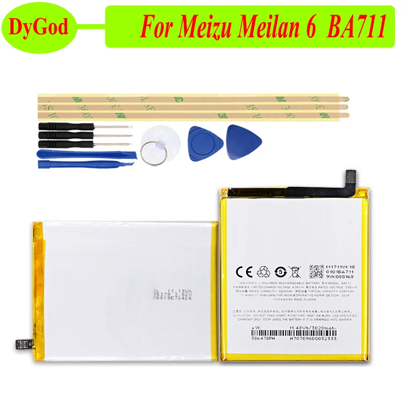 DyGod 3020mAh для Meizu BA711 Замена батареи Meilan 6 смартфона с инструментами|Аккумуляторы
