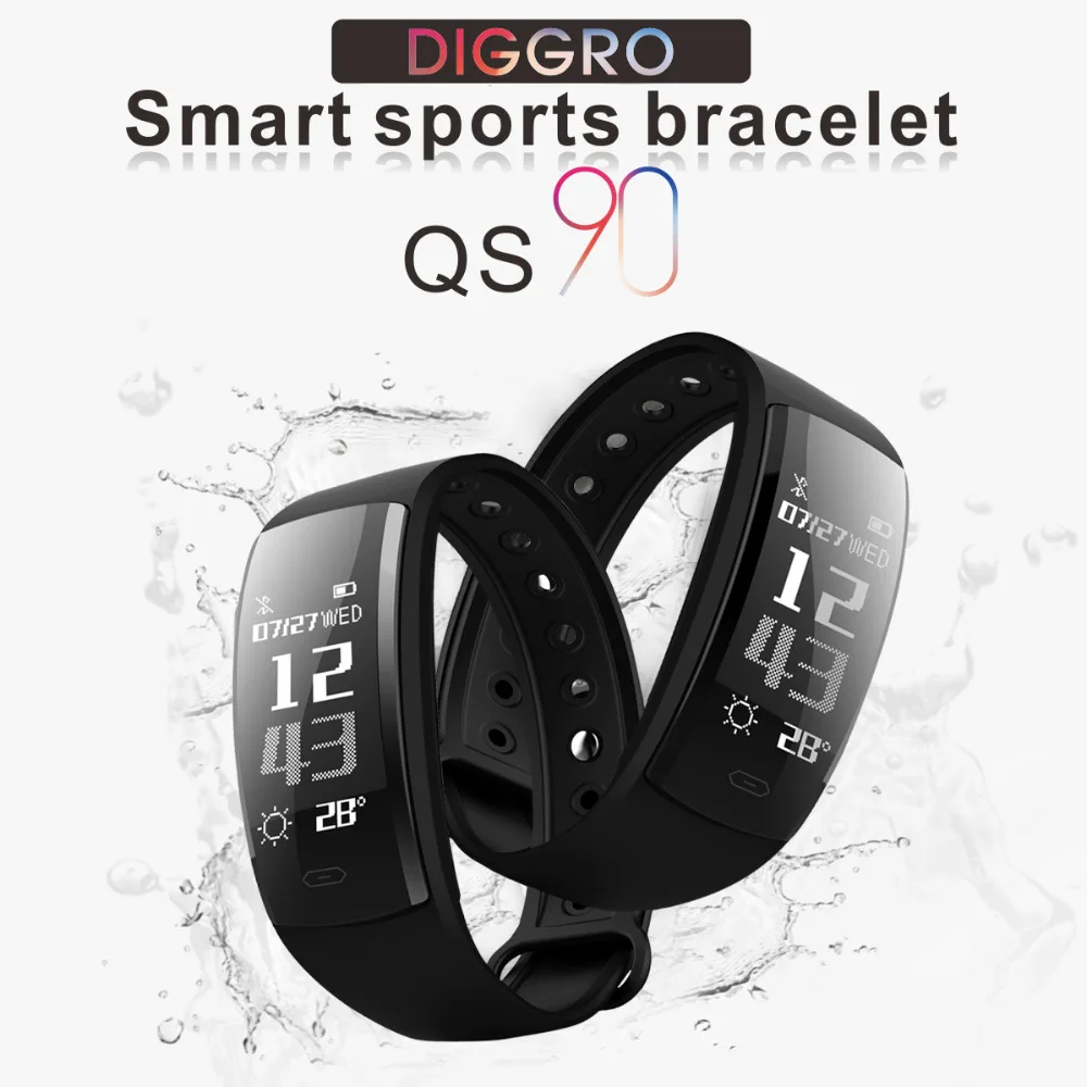 

Diggro QS90 Smart Band Wristband Real-time Heart Rate Monitor Blood Pressure Pedometer Watch Activity Fitness tracker pk QS80