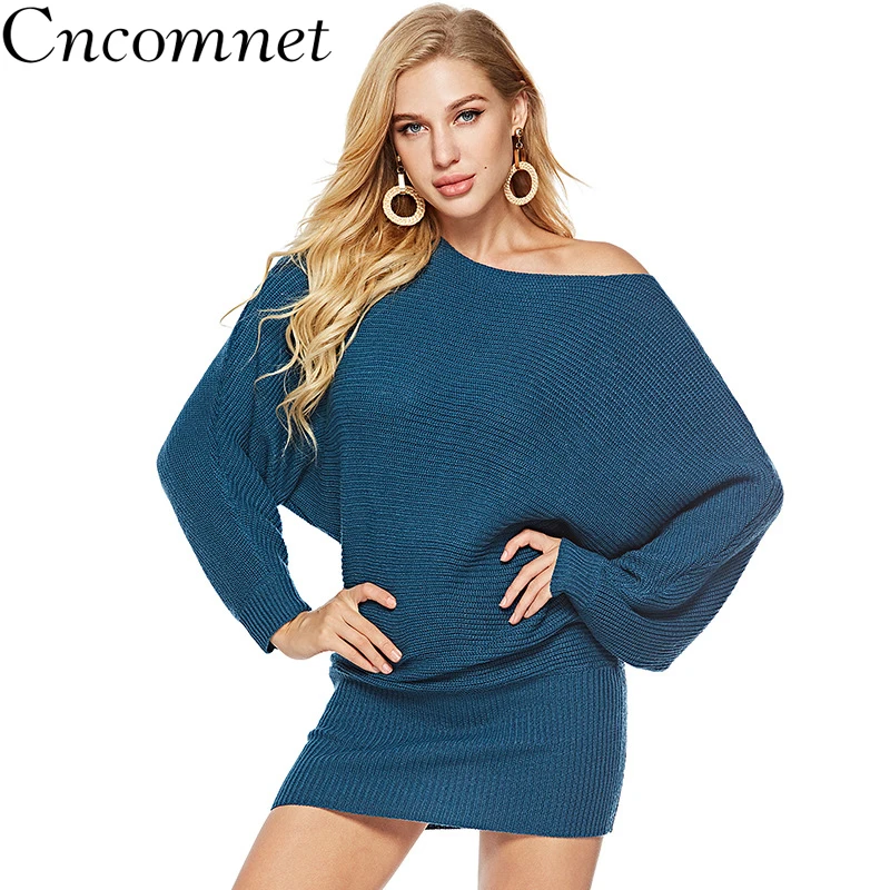 Women's Knit Dresses Slash Neck Bat Sleeve Loose Women Clothing 2018 Autumn Winter New Fashion Sexy Sweater Mini Dress
Women's Knit Dresses Slash Neck Bat Sleeve Loose Women Clothing 2018 Autumn Winter New Fashion Sexy Sweater Mini Dress