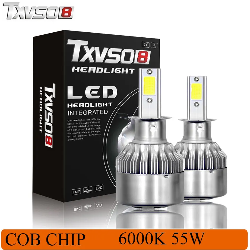 TXVSO8 2Pcs H3 LED Car Light Bulbs Kits-Flip COB Chips 26000LM 6000K Auto Fog Headlight Bulb 55W 12V Automobiles Front Headlamp
TXVSO8 2Pcs H3 LED Car Light Bulbs Kits-Flip COB Chips 26000LM 6000K Auto Fog Headlight Bulb 55W 12V Automobiles Front Headlamp