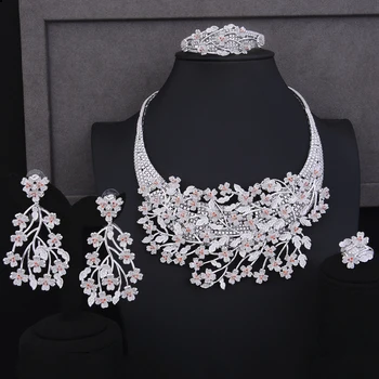 Luxury Women Wedding Flower Shape Jewelry Sets CZ Indian African Wedding Necklace Earrings Bracelet Ring Jewelry Set
Luxury Women Wedding Flower Shape Jewelry Sets CZ Indian African Wedding Necklace Earrings Bracelet Ring Jewelry Set