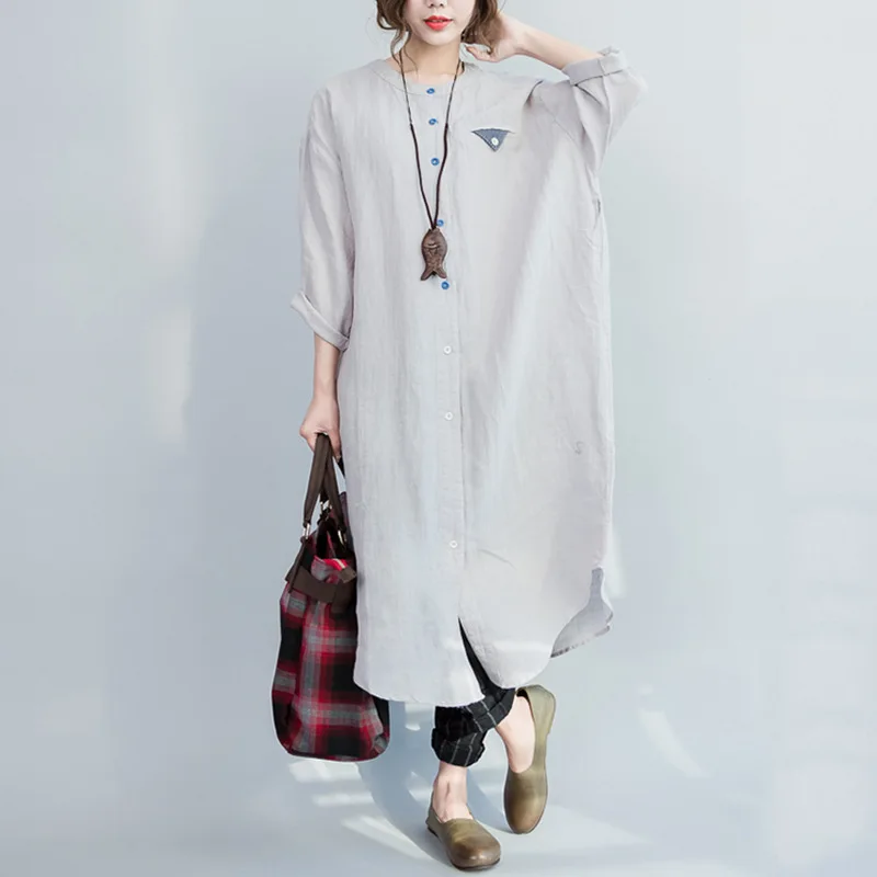 Johnature 2019 Spring Summer New Long Blouse Cotton Casual o-neck Shirt Plus Size Long Sleeve Button Long Shirt
Johnature 2019 Spring Summer New Long Blouse Cotton Casual o-neck Shirt Plus Size Long Sleeve Button Long Shirt