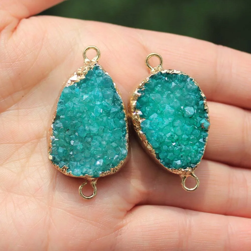 Natural Two Sided Drusy Crystal Geode 2 Circle Stone Pendant DIY Necklaces Bracelet EarringsFor Jewelry Making Women
Natural Two Sided Drusy Crystal Geode 2 Circle Stone Pendant DIY Necklaces Bracelet EarringsFor Jewelry Making Women
