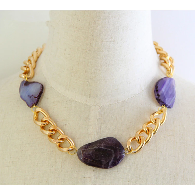 CirGen Fashion Metal Gold Color Chain Nature Purple Blue Stone Statement Bib Collar Choker Necklace For Women Jewelry Item,A83
CirGen Fashion Metal Gold Color Chain Nature Purple Blue Stone Statement Bib Collar Choker Necklace For Women Jewelry Item,A83