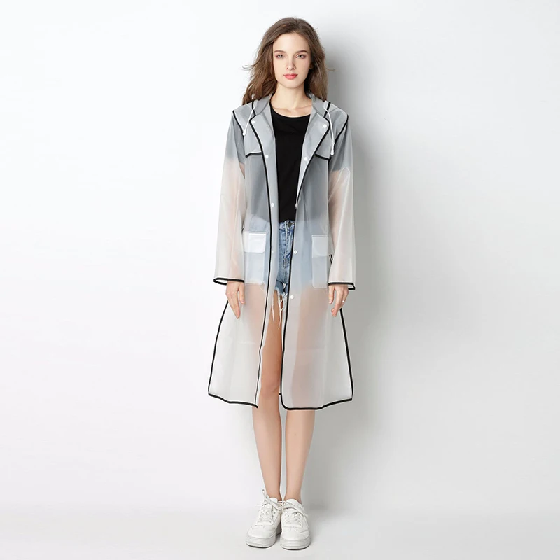 Women Coat Clear Hoodie Rain wear Waterproof Transparent Buttons Rain Coat With Pocket
Women Coat Clear Hoodie Rain wear Waterproof Transparent Buttons Rain Coat With Pocket