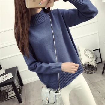2020 Short design pullover sweater female turtleneck Spring new arrival solid color basic long-sleeve loose sweater Spring and
2020 Short design pullover sweater female turtleneck Spring new arrival solid color basic long-sleeve loose sweater Spring and
