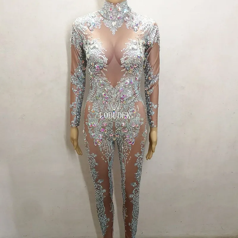 White Blue Rhinestones Jumpsuits Crystals Skinny Rompers Women Nightclub Singer Stage Wear Birthday Celebration Dance Costume
White Blue Rhinestones Jumpsuits Crystals Skinny Rompers Women Nightclub Singer Stage Wear Birthday Celebration Dance Costume