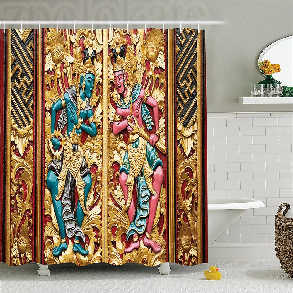 Balinese Decor Shower Curtain Set Temple Door in Indonesia with Traditional Carved Golden Leaves Flowers Patterns Bathroom Acce
Balinese Decor Shower Curtain Set Temple Door in Indonesia with Traditional Carved Golden Leaves Flowers Patterns Bathroom Acce