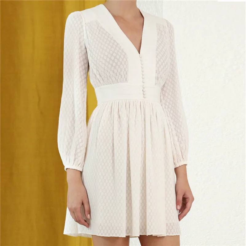 High Street Women's Sexy V-neck Dress Mini 2019 Designer Puff Sleeves Ladies Aline Dresses Buttons Draped Vacation Party Vestido
High Street Women's Sexy V-neck Dress Mini 2019 Designer Puff Sleeves Ladies Aline Dresses Buttons Draped Vacation Party Vestido