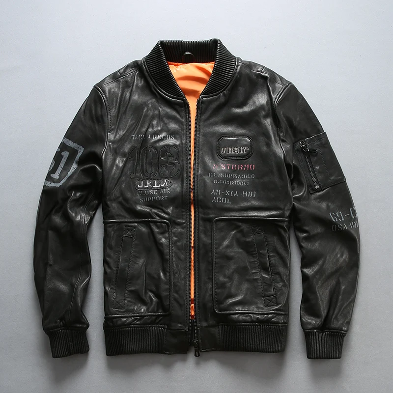 AVIREX FLY Genuine Leather Jacket Man Baseball Jacket Sheepskin Casual Real Leather Coat Autumn Clothing Male
AVIREX FLY Genuine Leather Jacket Man Baseball Jacket Sheepskin Casual Real Leather Coat Autumn Clothing Male