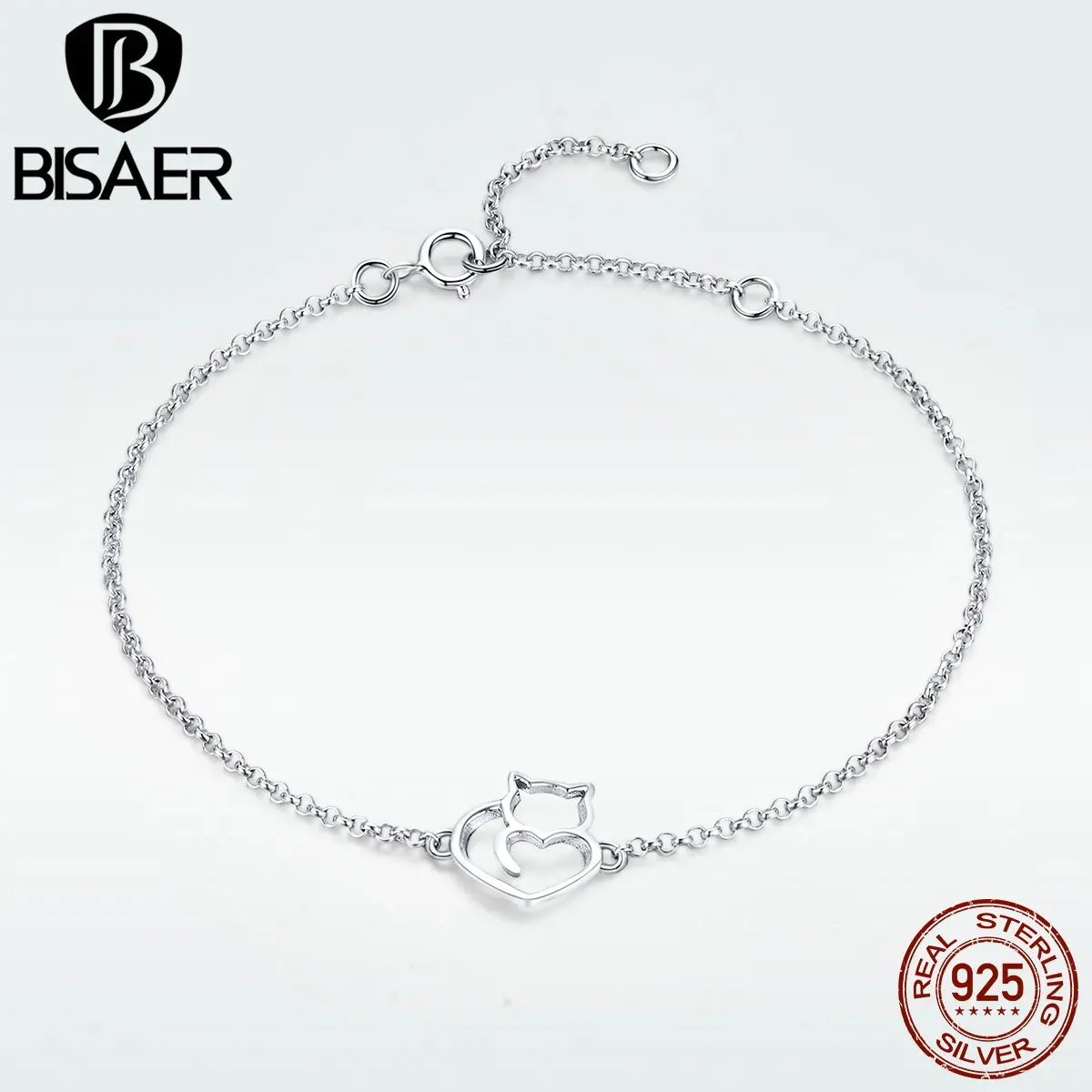 BISAER Silver Bracelets for Women 925 Sterling Silver Sleeping Cat Pet Animal Bracelet for Girl Gift Argent Bijoux Femme GXB102
BISAER Silver Bracelets for Women 925 Sterling Silver Sleeping Cat Pet Animal Bracelet for Girl Gift Argent Bijoux Femme GXB102