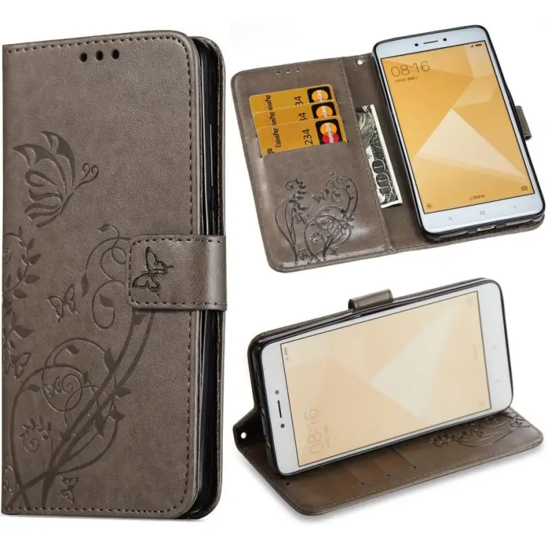 

Case For Xiaomi 5X A1 Redmi Note 5A 4X 4 4A Note4 Note4X Note5A Book Style Wallet Leather Phone Case Emboss Butterfly Cover P03Z