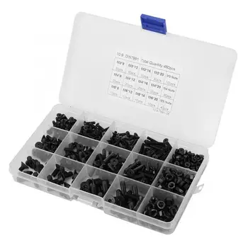 460Pcs/set M3 M4 M5 Black Grade 10.9 Hex Socket Flat Head Screws Countersunk Screw Nut Set tornillos para madera Hot Sale
460Pcs/set M3 M4 M5 Black Grade 10.9 Hex Socket Flat Head Screws Countersunk Screw Nut Set tornillos para madera Hot Sale