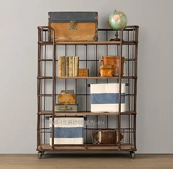 American Village loft wood wrought iron shelves kitchen shelving storage rack retro Floor | Обустройство дома
