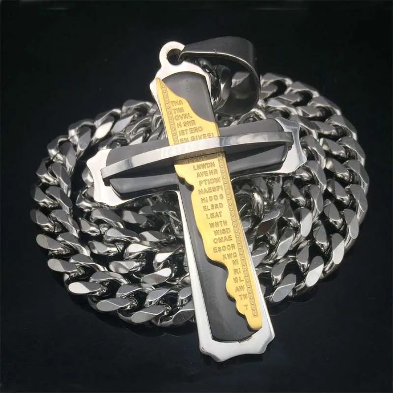 Heavy Trendy 9mm Width Three Tone Cross Necklace Pendant Stainless Steel Gold/Silver/Black Color Christian Jewelry For Men 2017
Heavy Trendy 9mm Width Three Tone Cross Necklace Pendant Stainless Steel Gold/Silver/Black Color Christian Jewelry For Men 2017
