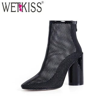 WETKISS Genuine Leather Boots Women Summer Ankle Fashion High Heels Ladies Shoes Round Toe Stitching Zipper Mesh Footwear 2019
WETKISS Genuine Leather Boots Women Summer Ankle Fashion High Heels Ladies Shoes Round Toe Stitching Zipper Mesh Footwear 2019