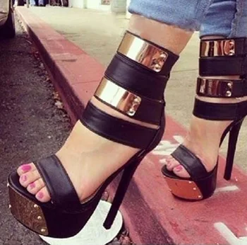 Sexy Black Stiletto Heel Open To High Platform Sandals Shoes Cut-out Gold Metal Decor Gladiator Sandal Shoes Women Summer Shoes
Sexy Black Stiletto Heel Open To High Platform Sandals Shoes Cut-out Gold Metal Decor Gladiator Sandal Shoes Women Summer Shoes