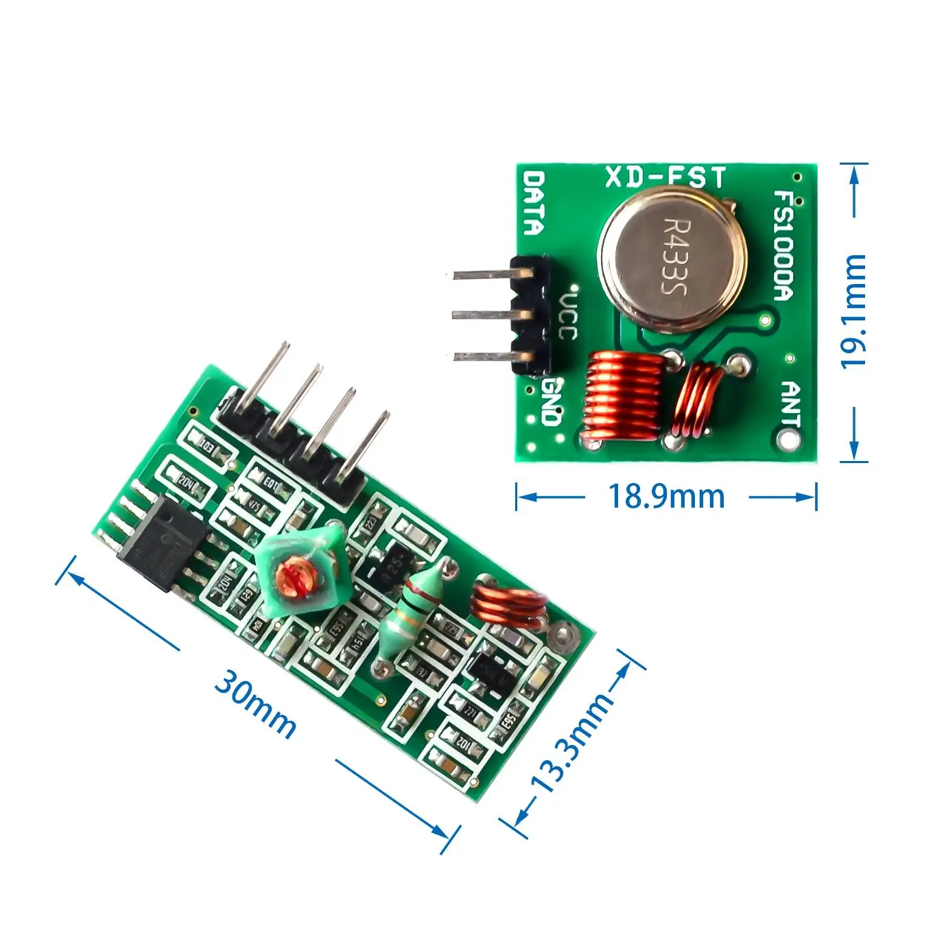 1pair RF wireless receiver module & transmitter module board Ordinary super- regeneration 315/433MHZ DC5V (ASK /OOK)
1pair RF wireless receiver module & transmitter module board Ordinary super- regeneration 315/433MHZ DC5V (ASK /OOK)