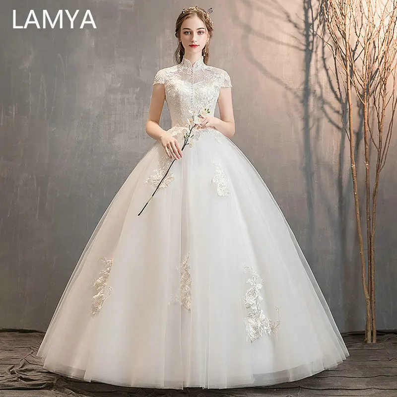 LAMYA Cap Sleeve Embroidery Mesh Wedding Dresses 2019 Summer Elegant Lace Robe de Mariee Customized Button Ball Gown Bridal Gown
LAMYA Cap Sleeve Embroidery Mesh Wedding Dresses 2019 Summer Elegant Lace Robe de Mariee Customized Button Ball Gown Bridal Gown