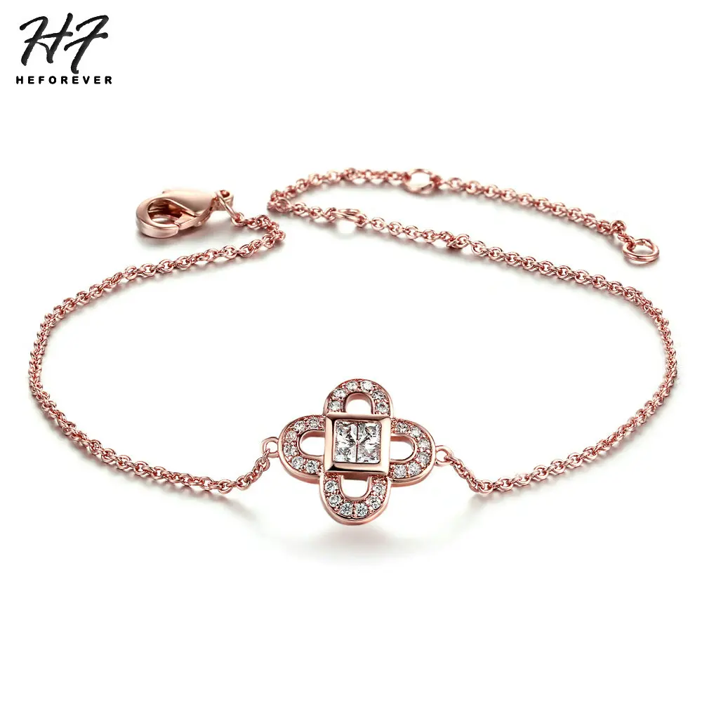Lucky Clover Charm Bracelets & Bangles For Women Cubic Zirconia Rose Gold Color Birthday Party Gift Fashion Jewelry H184 H185
Lucky Clover Charm Bracelets & Bangles For Women Cubic Zirconia Rose Gold Color Birthday Party Gift Fashion Jewelry H184 H185