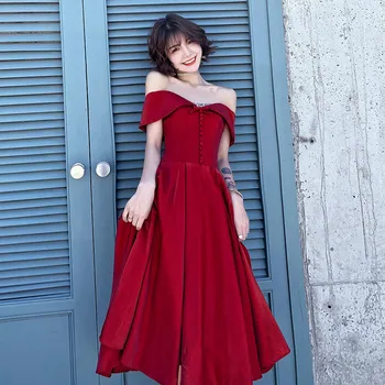 Slash Neck Formal Party Gown Burgundy Button Pleated Dress Qipao Sexy Backless Bandage Cheongsam Elegant Vestidos De Festa
Slash Neck Formal Party Gown Burgundy Button Pleated Dress Qipao Sexy Backless Bandage Cheongsam Elegant Vestidos De Festa