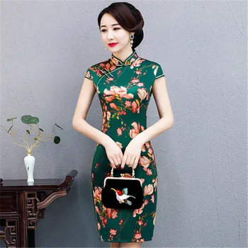 Navy Green Vintage Satin Print Flower Cheongsam Sexy High Split Chinese Style Women Short Qipao Elegant Formal Party Dress
Navy Green Vintage Satin Print Flower Cheongsam Sexy High Split Chinese Style Women Short Qipao Elegant Formal Party Dress