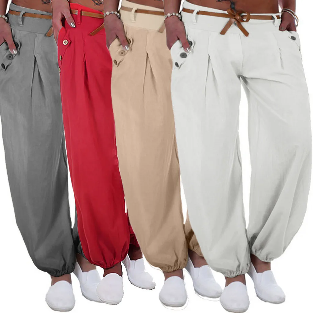 Pockets Loose Striped Cotton Linen Long Harem Pants Women Elastic Waist Casual Cargo Overalls Trousers Plus Size Casual
Pockets Loose Striped Cotton Linen Long Harem Pants Women Elastic Waist Casual Cargo Overalls Trousers Plus Size Casual