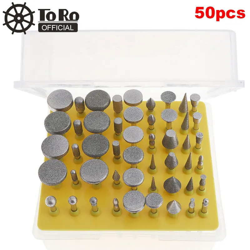 TORO 50pcs / set Universal Diamond Coated Grinding Grinder Head Glass Burr with Plastic Box Suitable for Rotary Tools
TORO 50pcs / set Universal Diamond Coated Grinding Grinder Head Glass Burr with Plastic Box Suitable for Rotary Tools