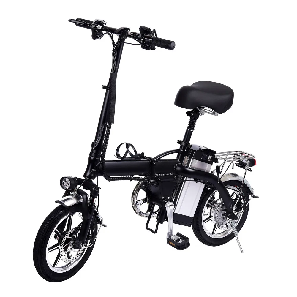 Excellent 14 inch Lithium Battery Electric Bicycle 48V10AH Pure Electric Endurance Black 0