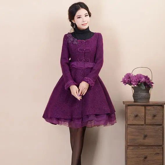 2019 Winter Women Slim Long-Sleeved Wool Jacket lace patchwork coat vintage elegant slim woolen overcoat S-3XL
2019 Winter Women Slim Long-Sleeved Wool Jacket lace patchwork coat vintage elegant slim woolen overcoat S-3XL