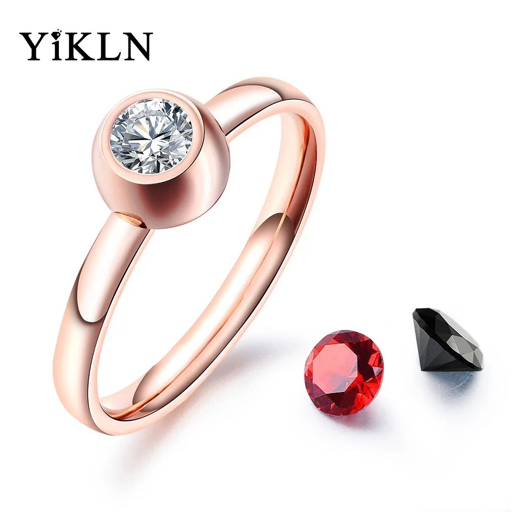 YiKLN Diy Black/White/Red CZ Crystal Wedding Rings Jewelry For Women Girls Rose Gold Stainless Steel Anniversary Ring YOGJ650
YiKLN Diy Black/White/Red CZ Crystal Wedding Rings Jewelry For Women Girls Rose Gold Stainless Steel Anniversary Ring YOGJ650
