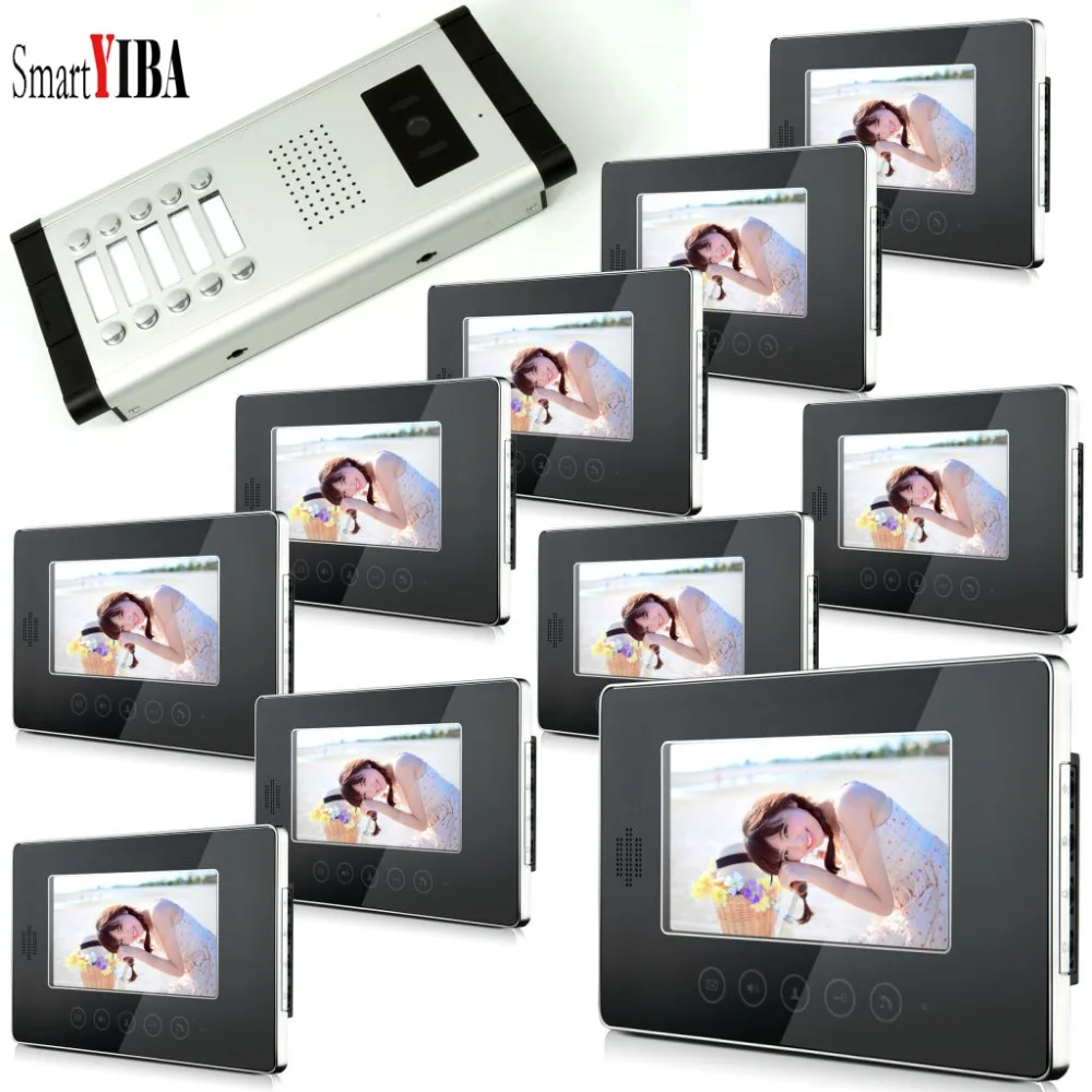 SmartYIBA Video Door Phone System7"LCD Monitor Wired Video Intercom Doorbell Kit Night Vision Camera Doorbell Intercom 10 Family
SmartYIBA Video Door Phone System7"LCD Monitor Wired Video Intercom Doorbell Kit Night Vision Camera Doorbell Intercom 10 Family