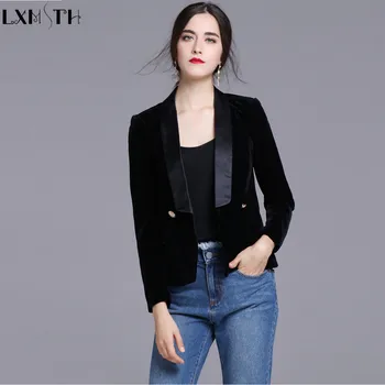 New Black Velvet Blazers Women Slim Double Breasted Button Women's Casual Suit Coat Jackets ladies Office Blazers Long Sleeve
New Black Velvet Blazers Women Slim Double Breasted Button Women's Casual Suit Coat Jackets ladies Office Blazers Long Sleeve