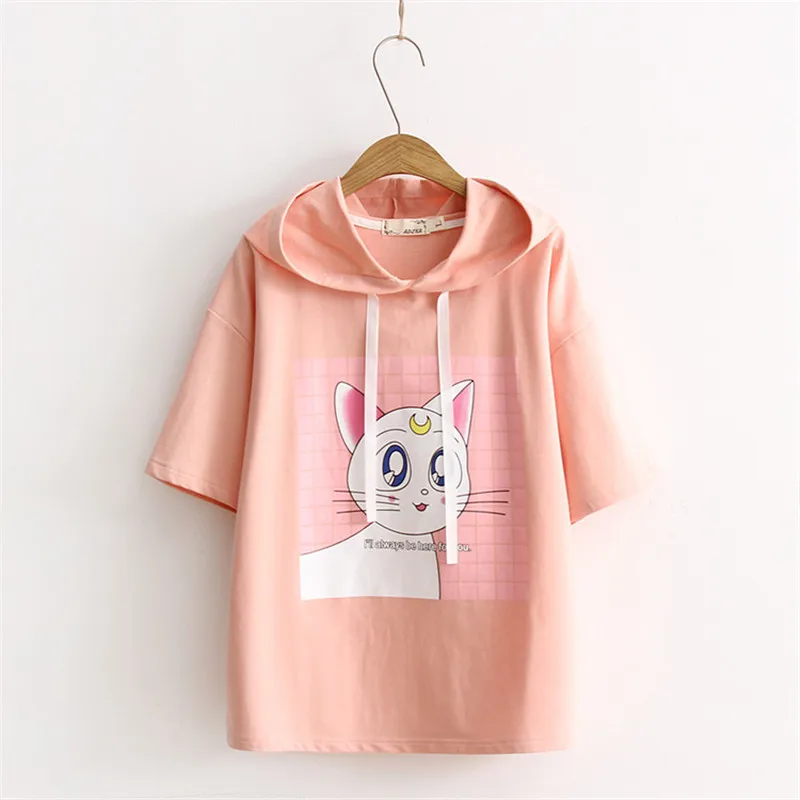 Sailor Moon Luna Cat Summer Hooded T Shirt Women tshirt Japanese Cute Girls Short Sleeve Casual T Shirts Tops Tees
Sailor Moon Luna Cat Summer Hooded T Shirt Women tshirt Japanese Cute Girls Short Sleeve Casual T Shirts Tops Tees