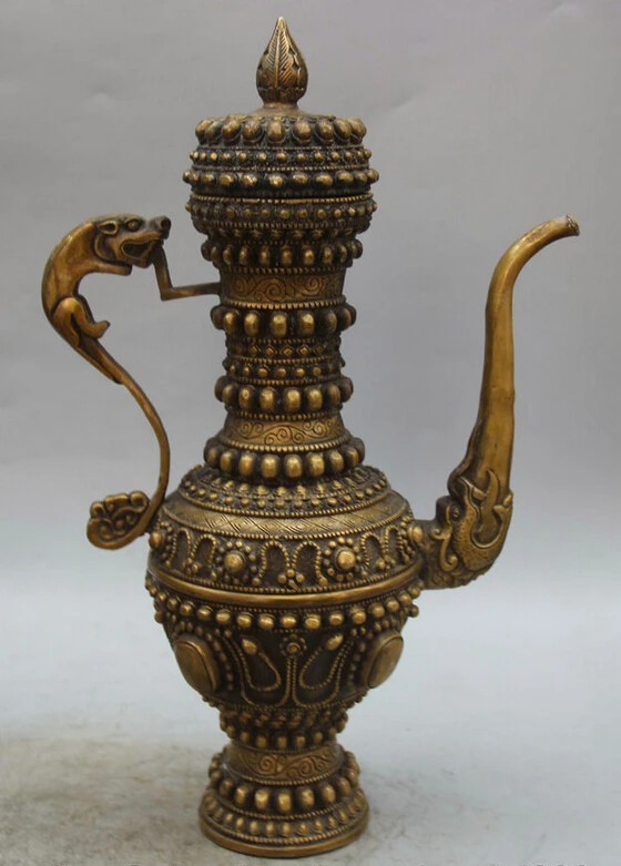 song voge gem S5927 14" Marked Chinese Palace Copper Dragon Beast Handle Bead Wine Tea Pot Flagon
song voge gem S5927 14" Marked Chinese Palace Copper Dragon Beast Handle Bead Wine Tea Pot Flagon