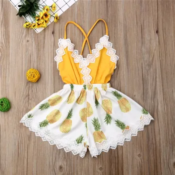 1-5T New Born Baby Rompers Sling Baby Girls Rompers Yellow Black Patchwork Lace Tie Kids Rompers Pineapple Print Girls Clothes 
1-5T New Born Baby Rompers Sling Baby Girls Rompers Yellow Black Patchwork Lace Tie Kids Rompers Pineapple Print Girls Clothes