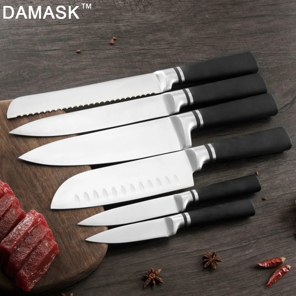 DAMASK Germany Chef Kitchen Knives Stainless Steel Cooking Knife 3Cr13mov Sharp Blade Knife Slicer Santoku Sashimi Knives Set
DAMASK Germany Chef Kitchen Knives Stainless Steel Cooking Knife 3Cr13mov Sharp Blade Knife Slicer Santoku Sashimi Knives Set