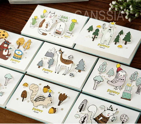 1PC/lot Kawaii Forest Animal series Greeting cards set with envelope 3D Christmas card Bookmark (ss-103)
1PC/lot Kawaii Forest Animal series Greeting cards set with envelope 3D Christmas card Bookmark (ss-103)